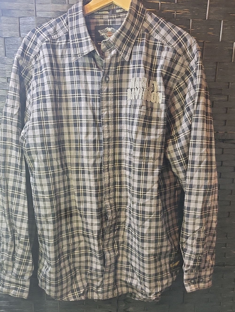 Harley-Davidson Black & White Plaid Button-Down Shirt